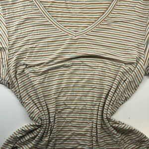 American Eagle Outfitters Multicolor Striped V-Neck Tee